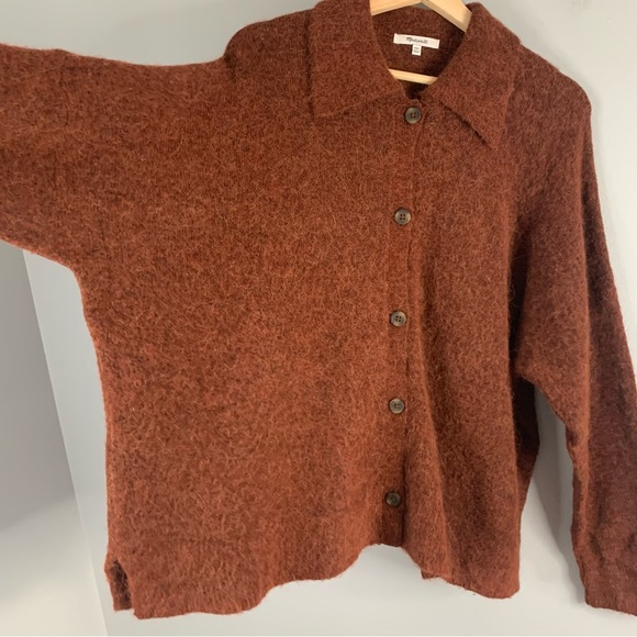 Madewell Carrabelle Polo Cardigan Sweater Knit Button Merino Wool Alpaca XXL 2X - Picture 3 of 10